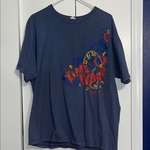 Anvil Navy Kids Graphic Tee with Red & Yellow Print